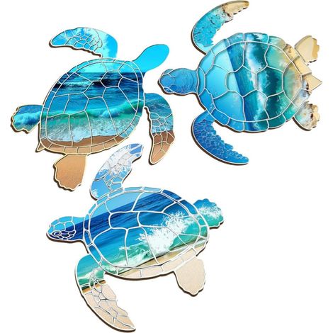 Tortues suspendues lot de 3 décoration murale art mural