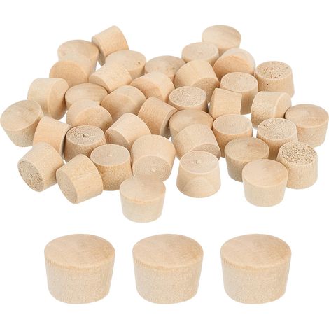 80Pcs Bouchons à Bouton en Bois, 11mm Tête Plate Bouchons de Trou de Vis en Bois Dur, Capuchons en Bois, Bouchons pour Meubles, Travail du Bois, Artisanat (12,5mm x 11mm) (1/5)