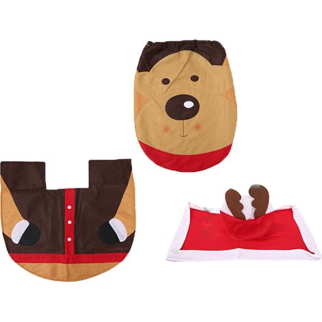 Funda Para Asiento De Inodoro Y Alfombra - Diseño De Papa Noel - Decoración Navideña Para Baño - Juego De 2 Piezas (1/5)