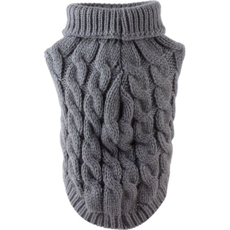 Gilet tricoté à col roulé pour chien, pull d'hiver chaud et épais, gilet tricoté au crochet, convient à la plupart des chiots et chatons (gris). (1/5)