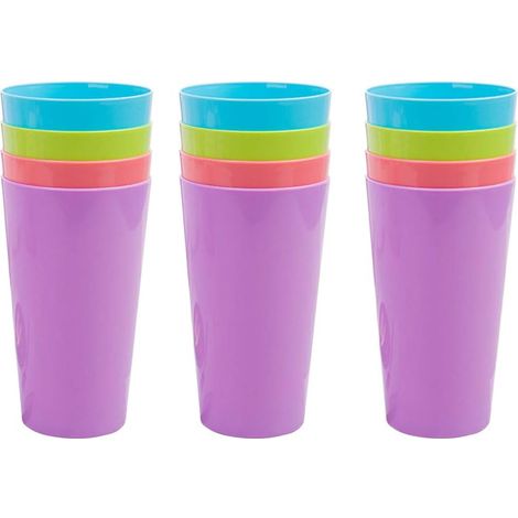 Gobelets en plastique (12 pièces, 500 ml) réutilisables, parfaits pour le camping, les fêtes en intérieur et en extérieur, la plage et les pique-niques. (1/5)