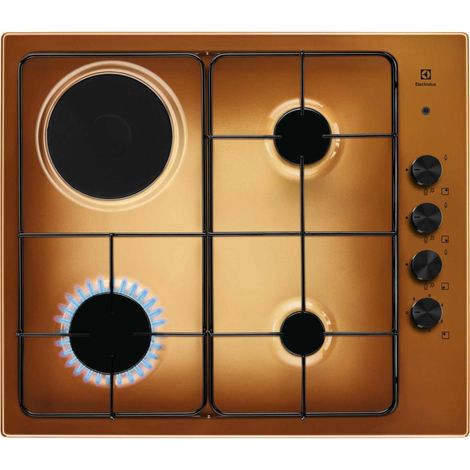 Electrolux – Plaque de cuisson mixte 4 foyers – 3 brûleurs à gaz et 1 électrique – Puissance 7000W – Dimensions 58x50cm – Sécurité gaz intégrée - EGL62821OT (1/3)