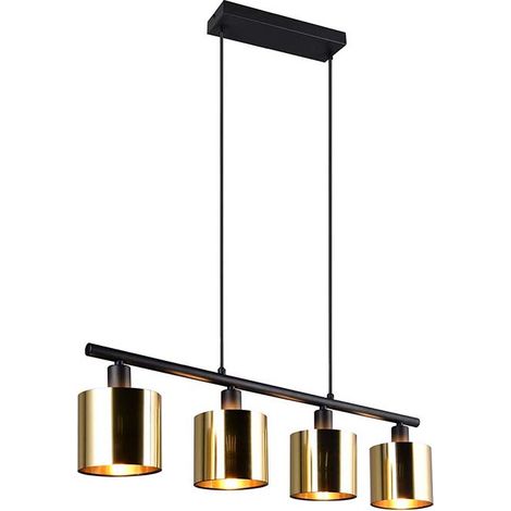 Hängeleuchte Esszimmerlampe Pendelleuchte schwarz gold 4-Flammig E14 L 75 cm