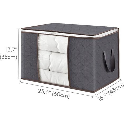 Sacs de rangement non tissés pour vêtements, couvertures et couettes, boîte de rangement, 6 x 60 L, chambre et voyage, 1 x 90 L (modèle standard) (1/5)