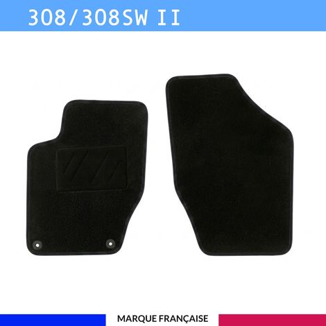 Tapis de sol voiture - Sur mesure pour Peugeot 308 / 308 SW (09/2007-08/2013) - Antidérapant - Tapis de sol avant 2 pièces