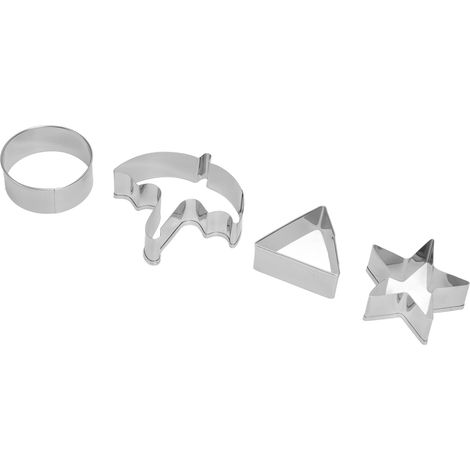 Set mit 5 Edelstahlformen für Süßigkeiten, Sterne, Regenschirme, Kekse und Zuckerspiele (1/5)