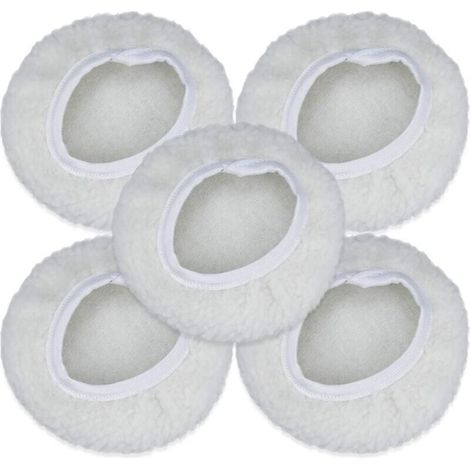 Lot de 5 disques de polissage pour voiture de 7 à 8 pouces, housses en laine, tampons de cirage, compatibles avec la plupart des polisseuses. (1/3)