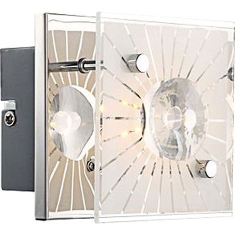 LED Wandlampe Wandleuchte Muster Glas Chrom Kristalle H 10 cm Wohnzimmer Schlafzimmer