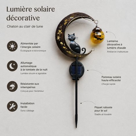 Lampe solaire de jardin piquet fer forgé Halloween 18x85 cm lampe simple réf 3326 400 g – Livraison gratuite