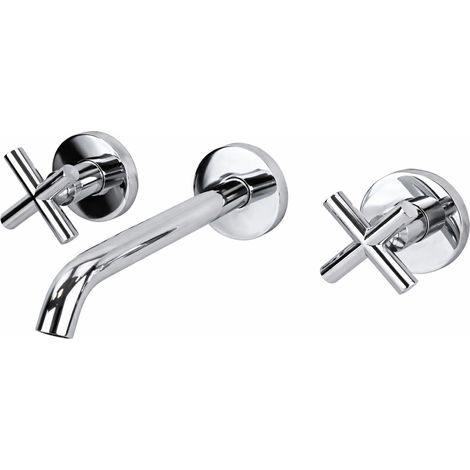 Grifo de lavabo de pared de 3 orificios con caño de 19 cm, cromado Gattoni Taolos 1510515C0  Cromo (1/5)
