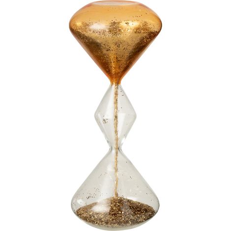 Sablier Déco en Verre "Paillettes" 27cm Doré