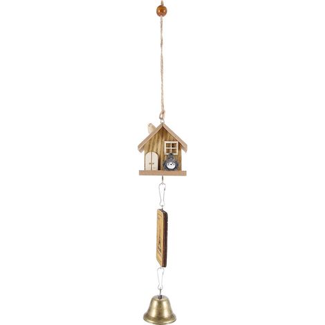 Carillon à vent extérieur, tubes en bois style chalet japonais, décoration sonore pour jardin, cadeau coloris bois