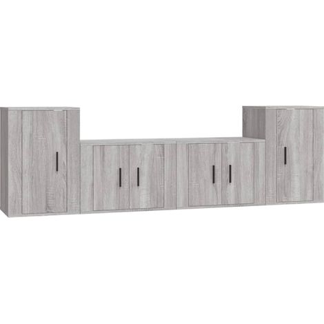 Set di mobili mobile buffet TV televisione soggiorno camera da letto soggiorno 4 pezzi sonoma pannelli in MDF grigio 020024849