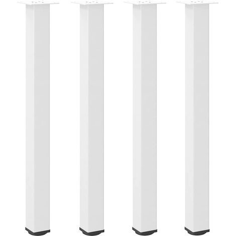 Lot de 4 pieds de table de bar réglables 100-102 cm design moderne avec patins en acier thermolaqué blanc