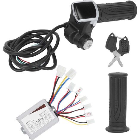 Poignée d'accélérateur pour vélo électrique 24 V 500 W avec moteur à balais, 9 voyants lumineux et verrouillage. (1/5)