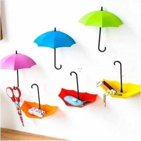 Creative umbrella hook, nail-free cute small sticky hook, door back adhesive hook, wall hanging hook 6 pack (1/5)