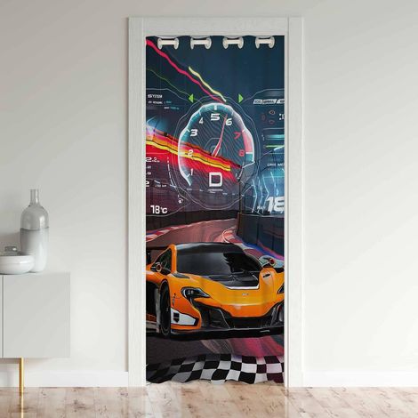 Race Voitures Rideau de Porte 106x203cm Rideaux Interieur Salon Chambre Speed Sports Voitures Décoration Rideaux Exterieur d'entrée Sports Rideau Occultant pour Chambre à Coucher - 106L X 203H cm (1 P (1/5)