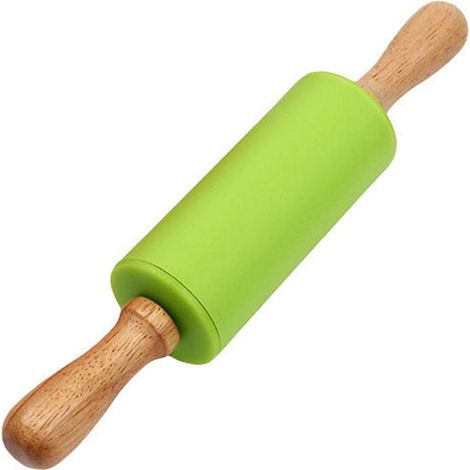 Rouleau À Pâtisserie - Manche En Bois Et Corps En Silicone - Pour Cuisine Familiale Et Boulangerie Maison - 23 cm × 5 cm - 1 Pièce (1/2)