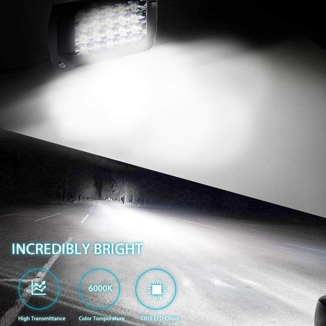 SNQ – Projecteur LED étanche IP67 144W 10 500lm – 12V pour voiture, camion, tracteur, bateau – Lentille incassable, angle 120° (1/4)