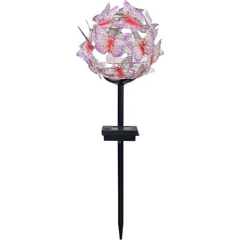 Décoration lumineuse solaire Nuée de Papillons - GALIX - G2623 - Métal - Hauteur 42 cm - 24 Micro LED - Blanc chaud - 3 Lumen (1/3)