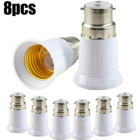 Adaptateur B22 vers E27 (8 pièces) pour ampoules à vis Edison, compatible avec les spots encastrés. (1/4)