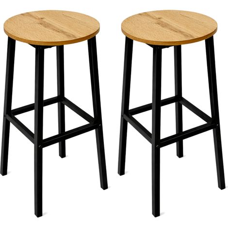 Taburete de bar de roble nudoso, 2 piezas, taburete de bar, 32x32x65 cm, I Begryf
