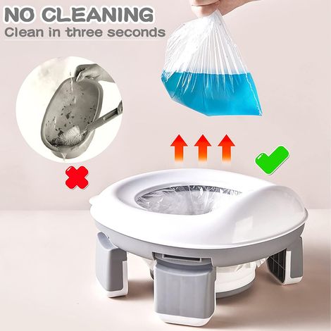 Asiento de inodoro plegable, asiento portátil para bebé, orinal para bebé, gris, para interior, exterior, parque, camping (1/5)