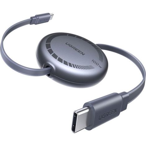 Chargeur rapide Ugreen, câble USB-C rétractable USB-C 100 W PD 1 m pour téléphone, 1 pièce. (1/5)