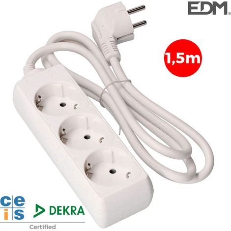 EDM-Block - 3 Schuko-Steckdosen - 16A - 1,5m - 41002