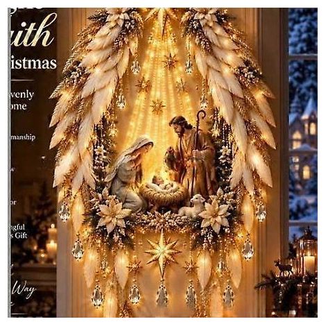Décoration murale lumineuse de Noël, crèche pour une décoration festive, 26S, 26S-WOODTOR (1/5)