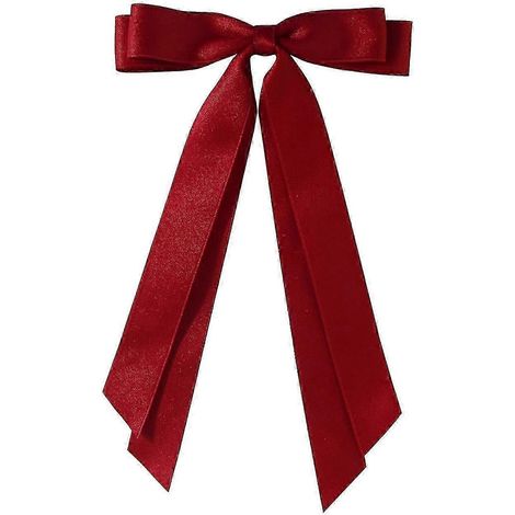 Pince à cheveux à nœud papillon, design double couche, satin lisse, décoration nœud papillon, couleur unie.-Wine Red (1/5)