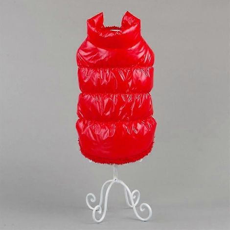 Ropa de invierno para perros, ropa para bulldog francés para perros pequeños, conjunto cálido acolchado de algodón, abrigo para chihuahua, ropa para mascotas, rojo, sin mangas (1/5)
