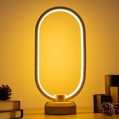 Lampe de table LED moderne en bois , veilleuse de chevet de chambre à coucher , éclairage LED à intensité variable , décoration intérieure créative, (1/5)