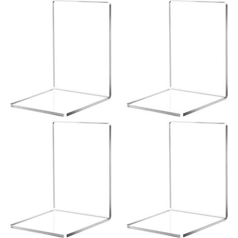 Serre-Livres - Acrylique - Transparent - Lot de 4 - Dimensions 18,5x12,5x12,5 cm - Durable et Stable (1/4)