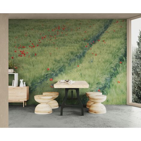 Papier peint paysage – Champ aux coquelicots - 150 x 250 cm (1/2)
