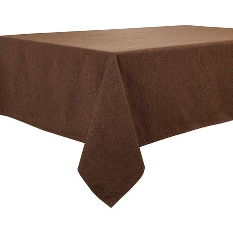 Tischdecke Dunkelbraun 140x180 cm, wasserabweisend, Leinenoptik, knitterfrei