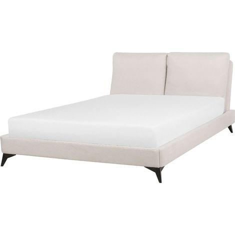 Letto imbottito moderno in velluto beige 140 x 200 cm con rete a doghe Melle