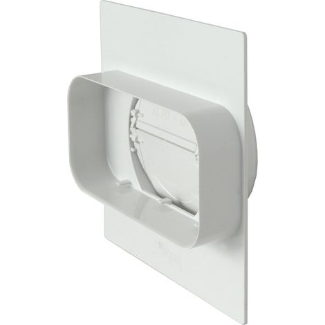Plaque de passage de mur pour tube ventilation rond Ø100 à rectangulaire 150x70 – Clapet anti-retour – Garniture incluse – La Ventilazione (1/3)