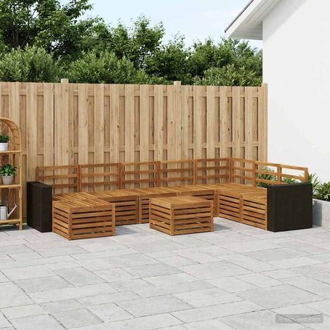 vidaXL Set di divani da esterno 9 pz Naturale Legno di Acacia Massello (1/5)