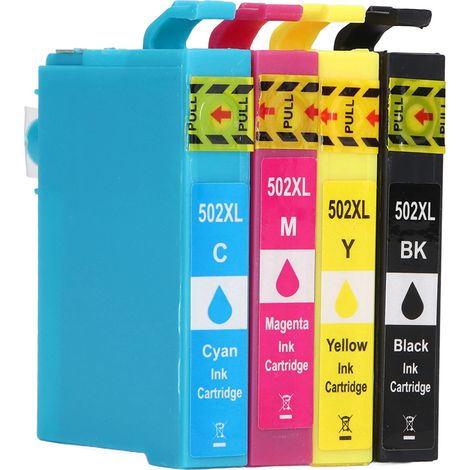 Cartouche d'encre 4 pièces Noir et Couleur CMJN Lot Compatible pour Imprimante WorkForce (1/5)