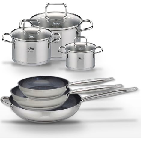 Lot de 3 Poêles céramiques Elo Profi Therm Platinum 24/28/32 cm et 3 Faitouts Elo Citrin 12/16/20 cm (1/5)