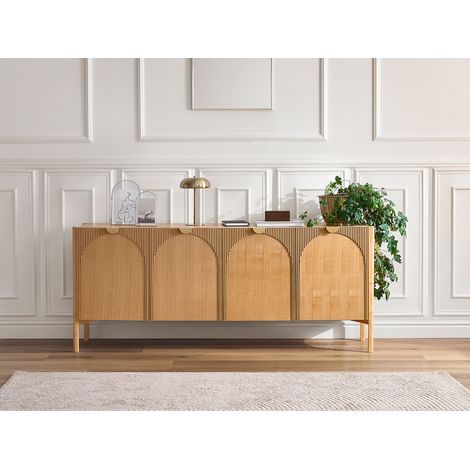 BOBOCHIC - Buffet 4 portes 178 cm LOLA motif arrondi et placage frêne massif (1/5)