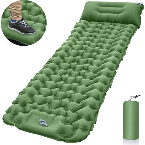 Matelas gonflable léger et portable, imperméable, pour camping, voyage, voiture, sieste, rangement, plein air, tente, matelas gonflable à séchage rapide (vert olive)