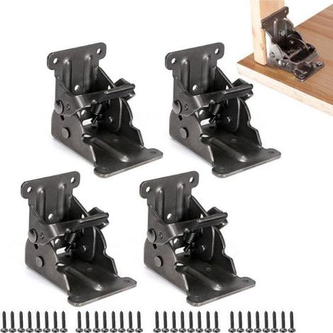 Charnière Pliable Verrouillable - Acier Haute Résistance - 6,6 x 6,4 x 5,4 cm - Angle 90° Auto-Bloquant - Pour Meubles et Tables - 4 Pièces (1/5)