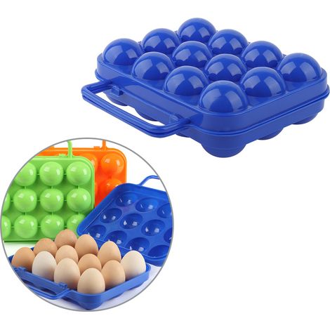 Doppelseitige Aufbewahrungsbox aus Kunststoff für 12 Eier mit Griff (blau) (1/5)