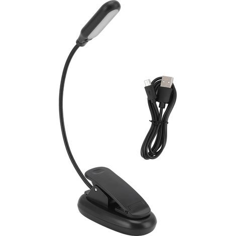 LED table lamp with clip, USB rechargeable, with a control button on top and 3 power sources. (1/5)