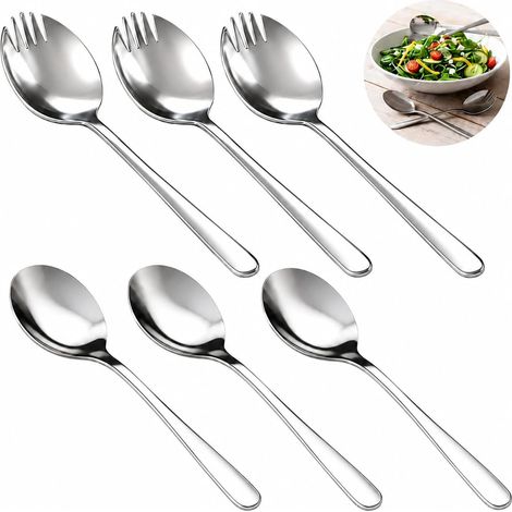 Couverts à Salade en Acier Inoxydable 19.5cm, En Acier Inoxydable Poli Pour Service Et Melange, Couvert Salade Elegant Et Durable Comme Ustensiles De Cuisine Pour Table Familiale Restaurants (1/5)