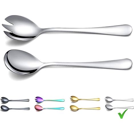 Couvert a Salade, Ensemble de Service à Salade en Acier Inoxydable, serveurs à Salade, cuillère à Salade, Fourchette à Salade, Lot de 2 (1/5)