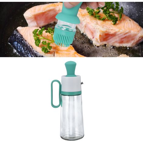 Distributeur d'huile avec brosse intégrée et bec verseur, flacon doseur en verre anti-goutte pour la cuisine et la maison, convient à l'huile de sésame, la sauce soja, le vinaigre et autres condiments (1/5)