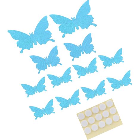 Lot de 12 stickers muraux 3D effet flash, bleu brillant, pour salon ou mariage. (1/5)